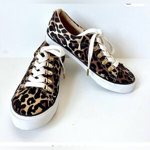 LILY PULITZER Hallie Leopard Print Lace Up Sneakers—SZ. 6.5